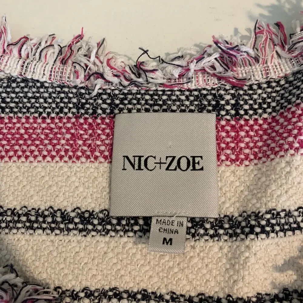 Nic+Zoe Jacket Womens M Medium Multi Dashing Days Knit Open Front Tweed Cropped